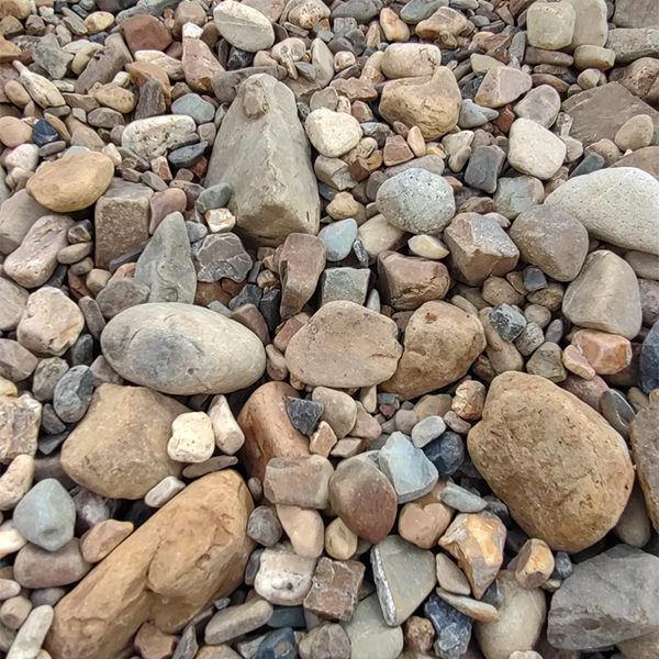 Large naturally rounded river rock and cobbles